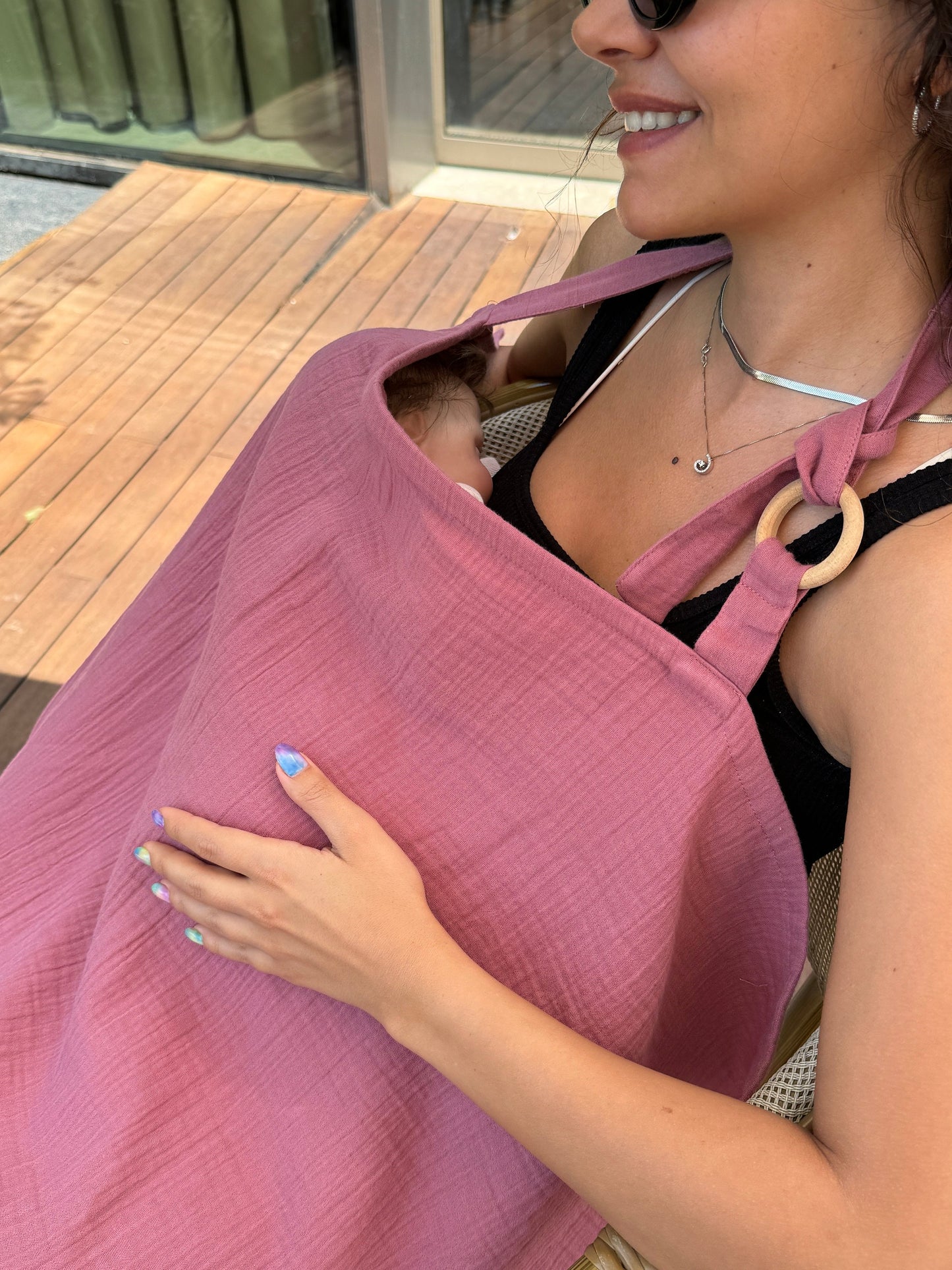 Nursing Cover for Baby Breastfeeding & Pumping, Muslin Double Gauze Cotton, Breast Feeding Apron Shawl Breathable Wire