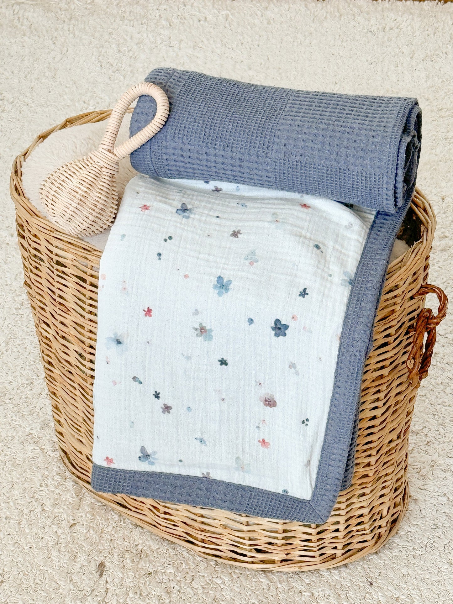 Baby Blanket - Spring Flower Dark Grey