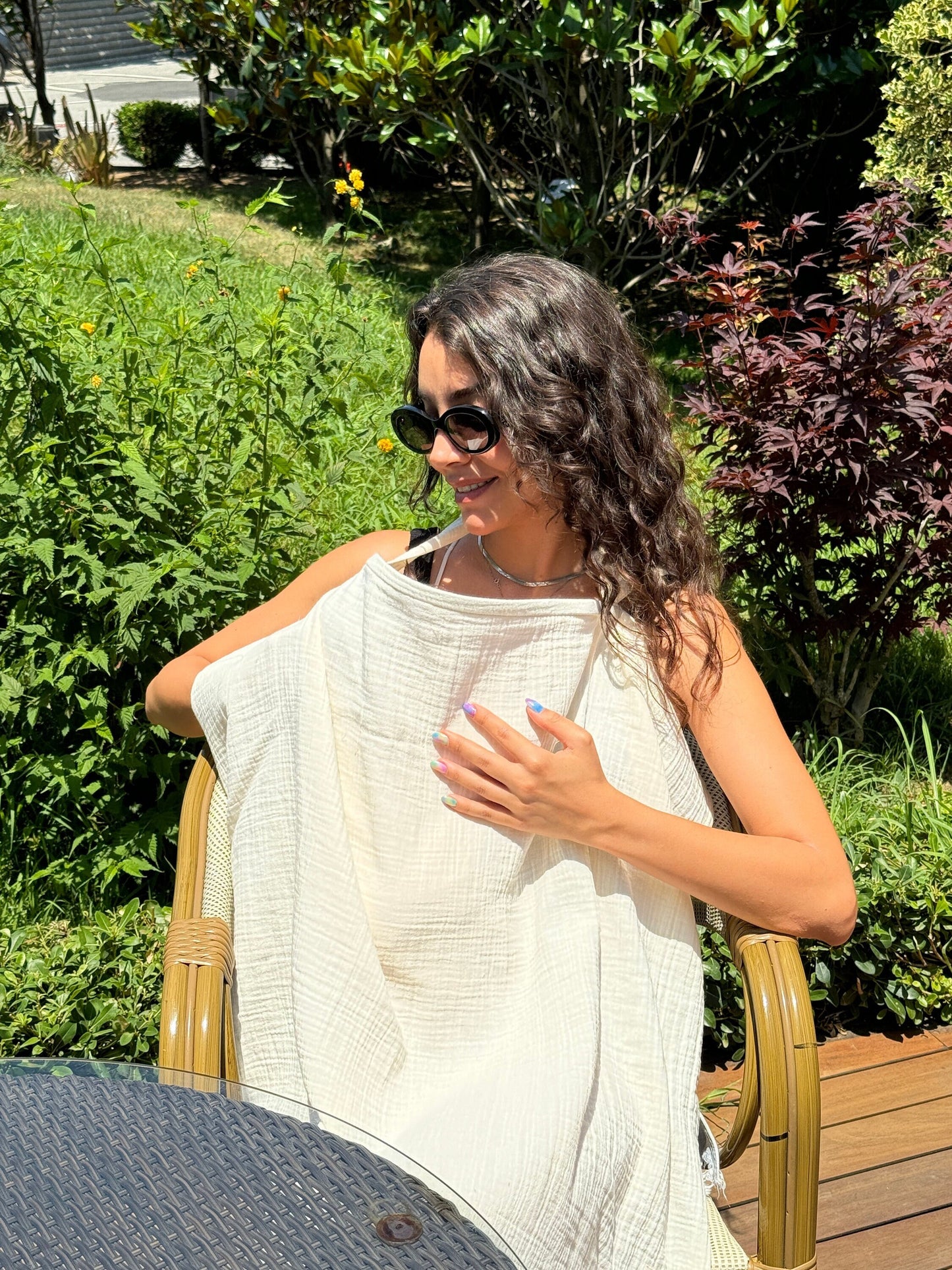 Nursing Cover for Baby Breastfeeding & Pumping, Muslin Double Gauze Cotton, Breast Feeding Apron Shawl Breathable Wire