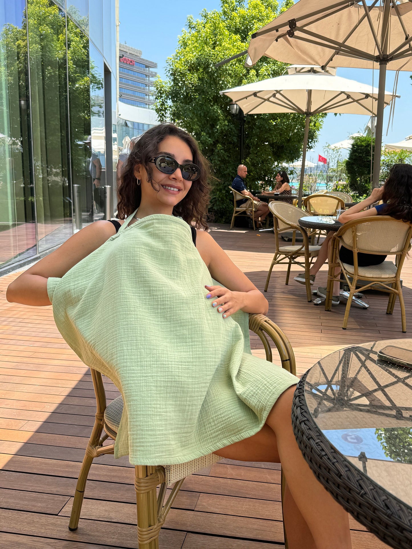 Nursing Cover for Baby Breastfeeding & Pumping, Muslin Double Gauze Cotton, Breast Feeding Apron Shawl Breathable Wire