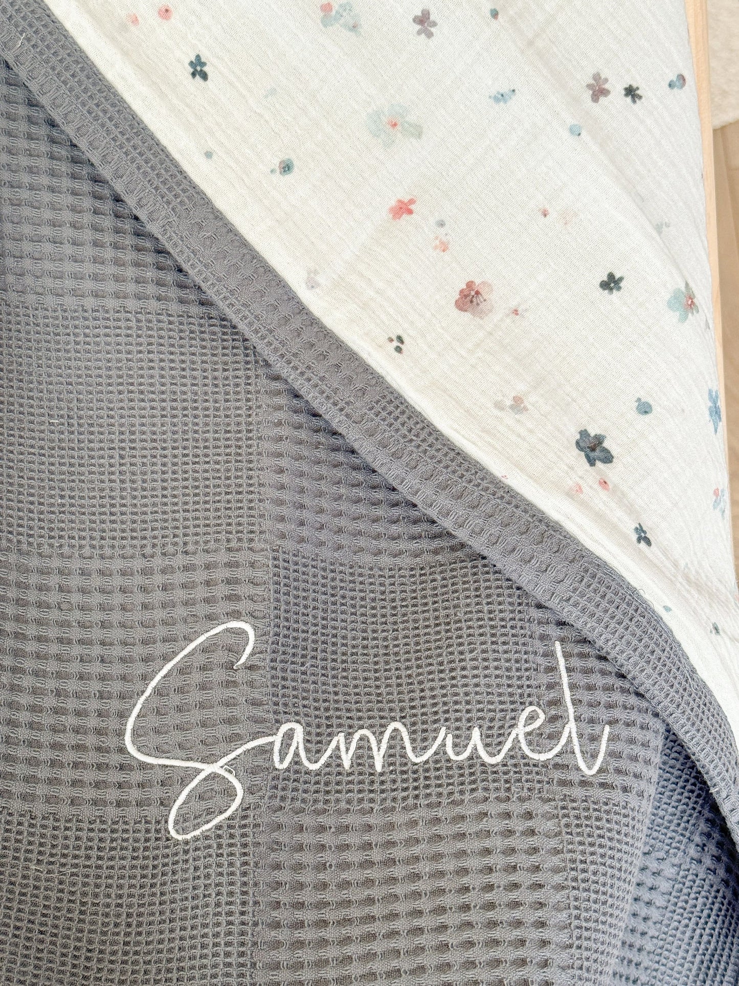 Baby Blanket - Spring Flower Dark Grey