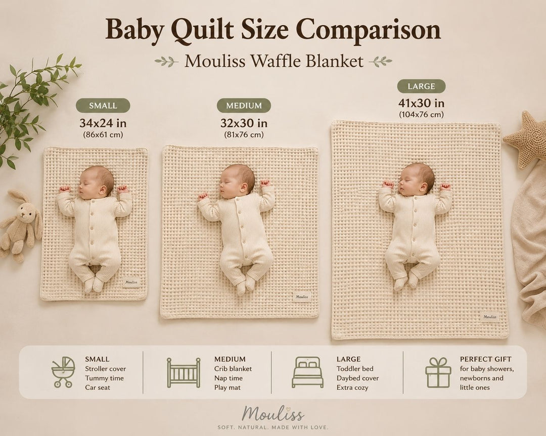 baby quilt size guide personalized blanket Mouliss waffle knit