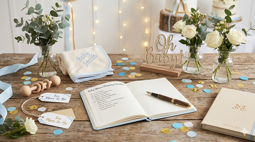 baby shower planning checklist personalized gifts decor ideas Mouliss