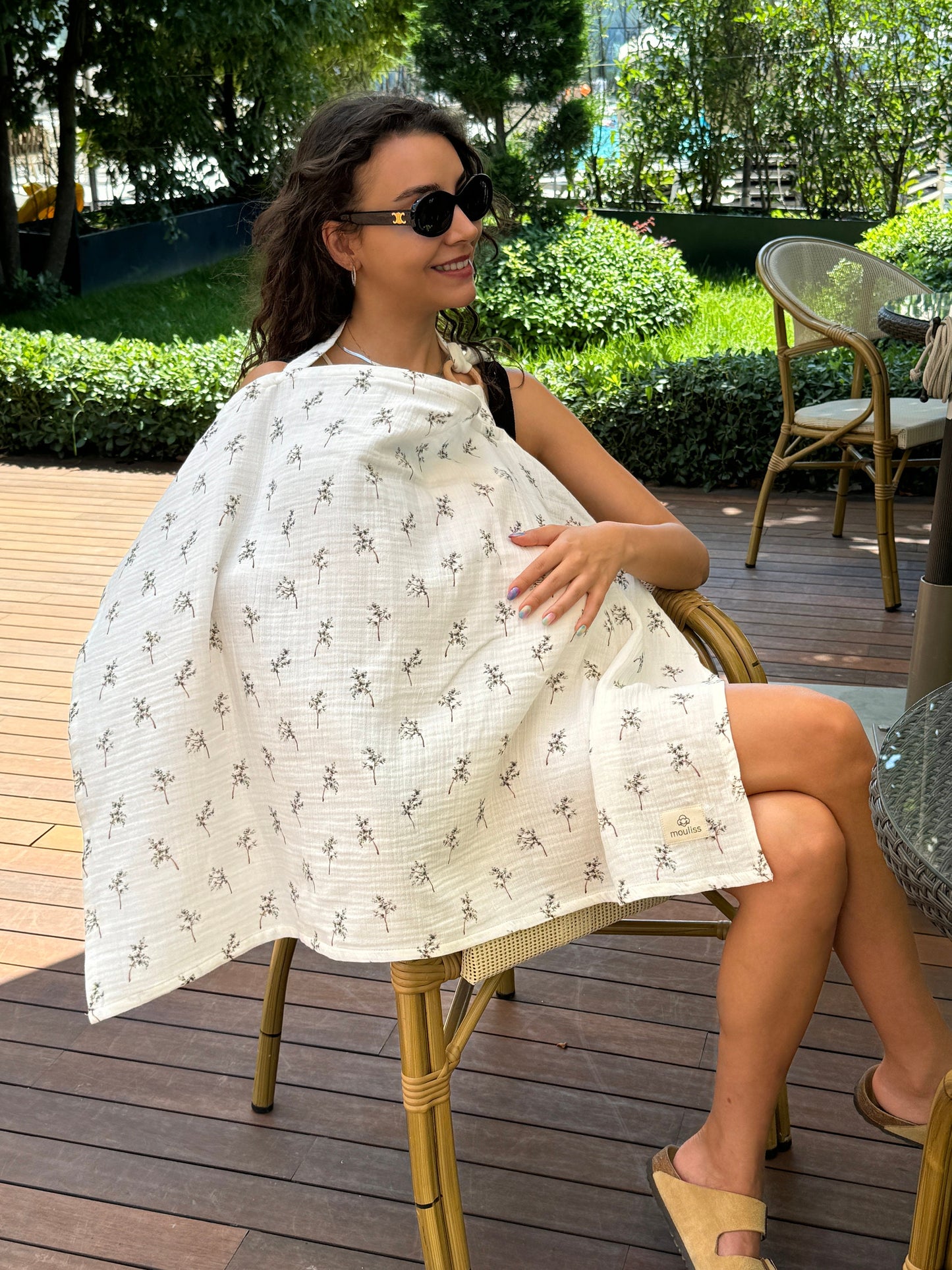 Nursing Cover for Baby Breastfeeding & Pumping, Muslin Double Gauze Cotton, Breast Feeding Apron Shawl Breathable Wire