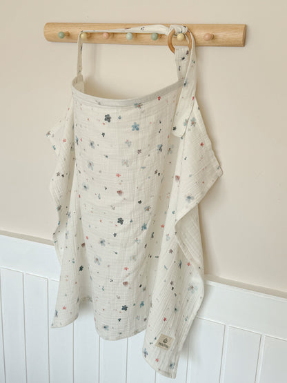 Nursing Cover for Baby Breastfeeding & Pumping, Muslin Double Gauze Cotton, Breast Feeding Apron Shawl Breathable Wire
