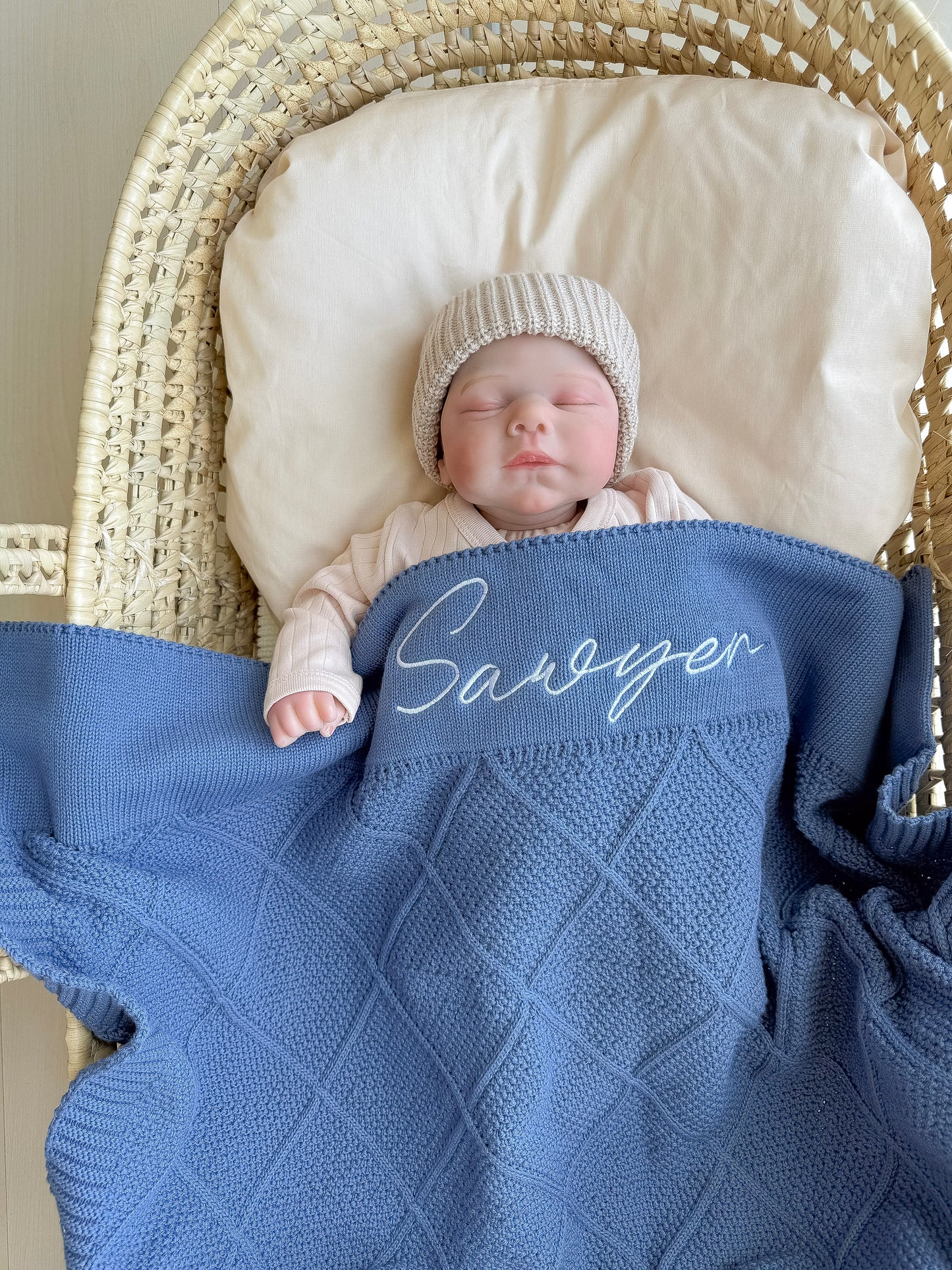 Knit Cotton Blanket - Navy