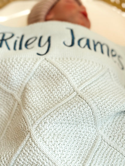 Knit Cotton Blanket - Dusty Mint