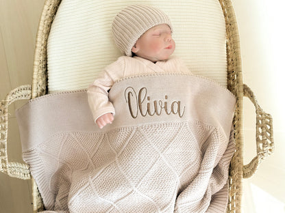 Knit Cotton Blanket - Beige
