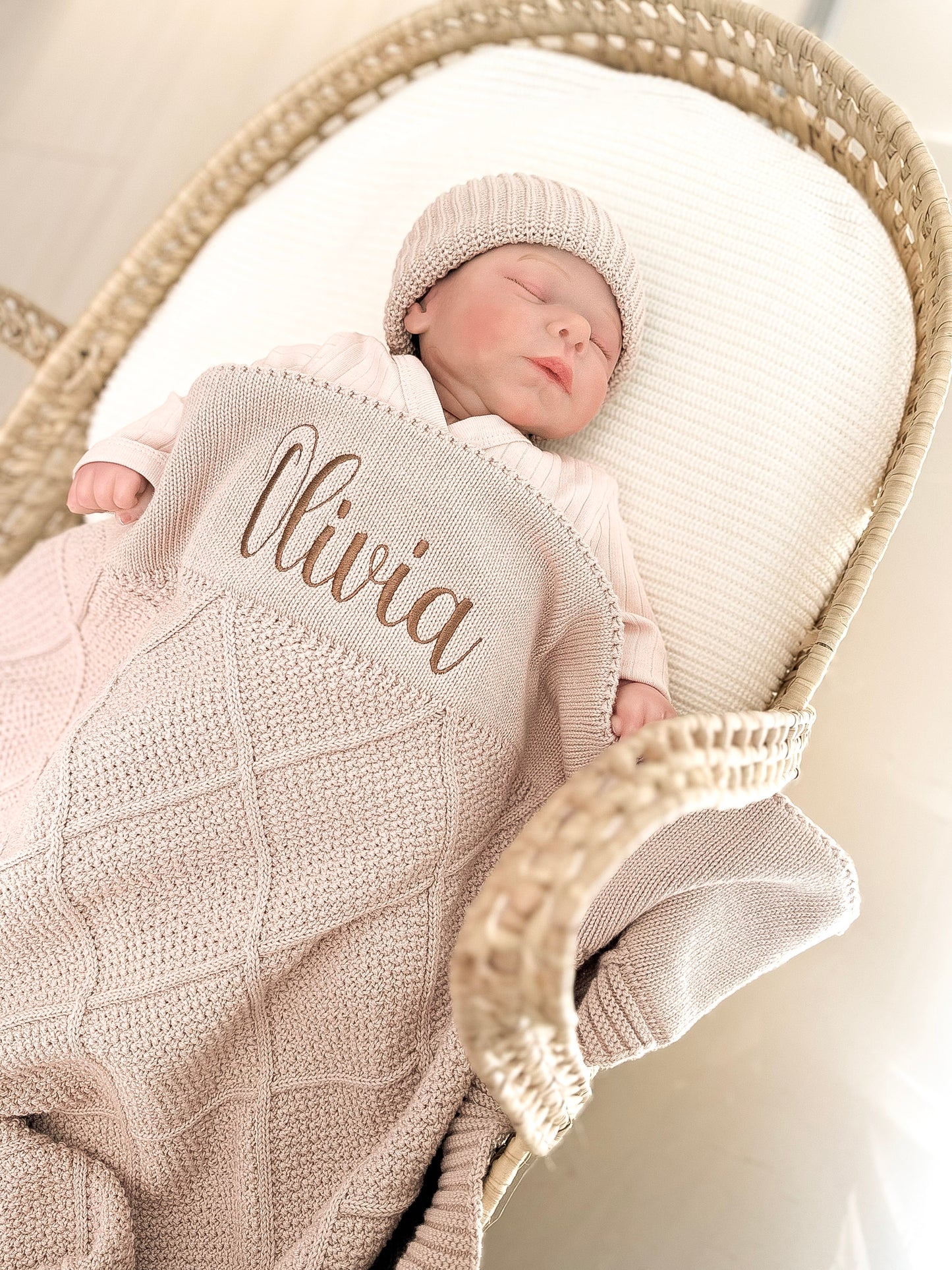 Knit Cotton Blanket - Beige