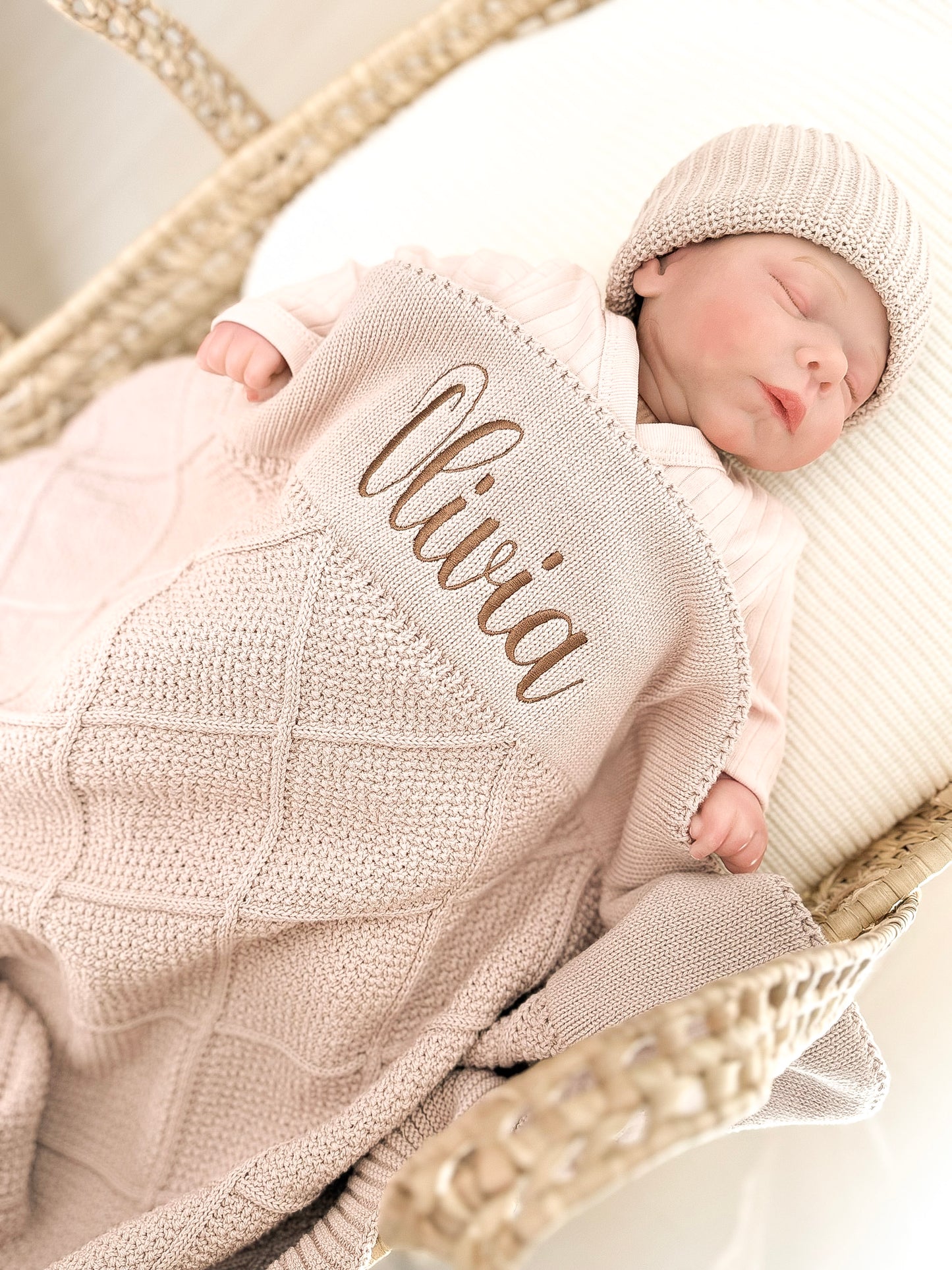 Knit Cotton Blanket - Beige