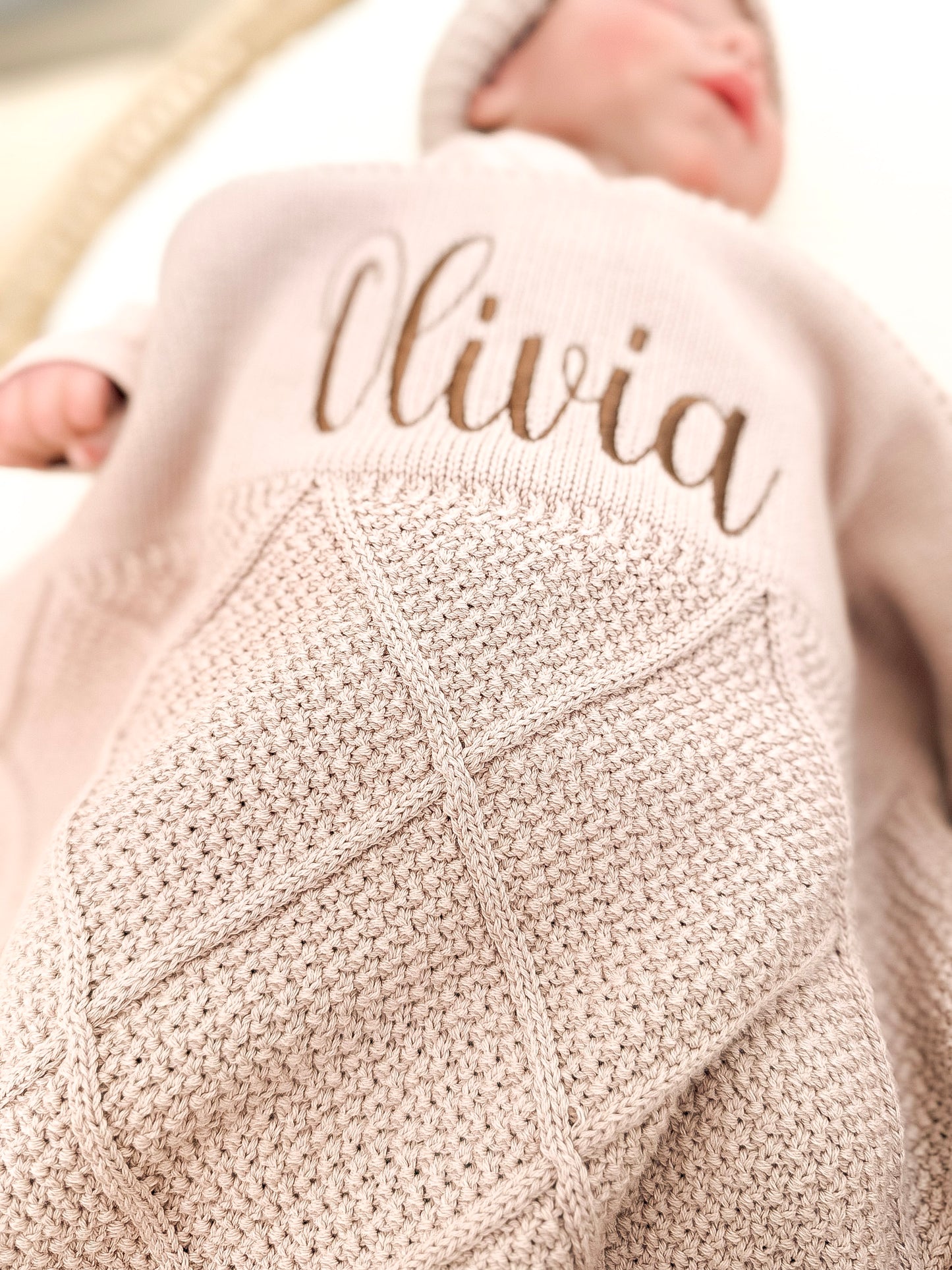 Knit Cotton Blanket - Beige