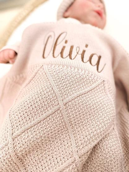 Knit Cotton Blanket - Beige