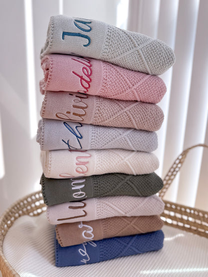 Knit Cotton Blanket - Brown