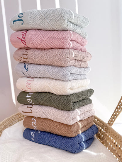 Knit Cotton Blanket - White