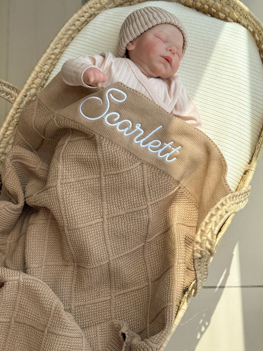 Knit Cotton Blanket - Brown