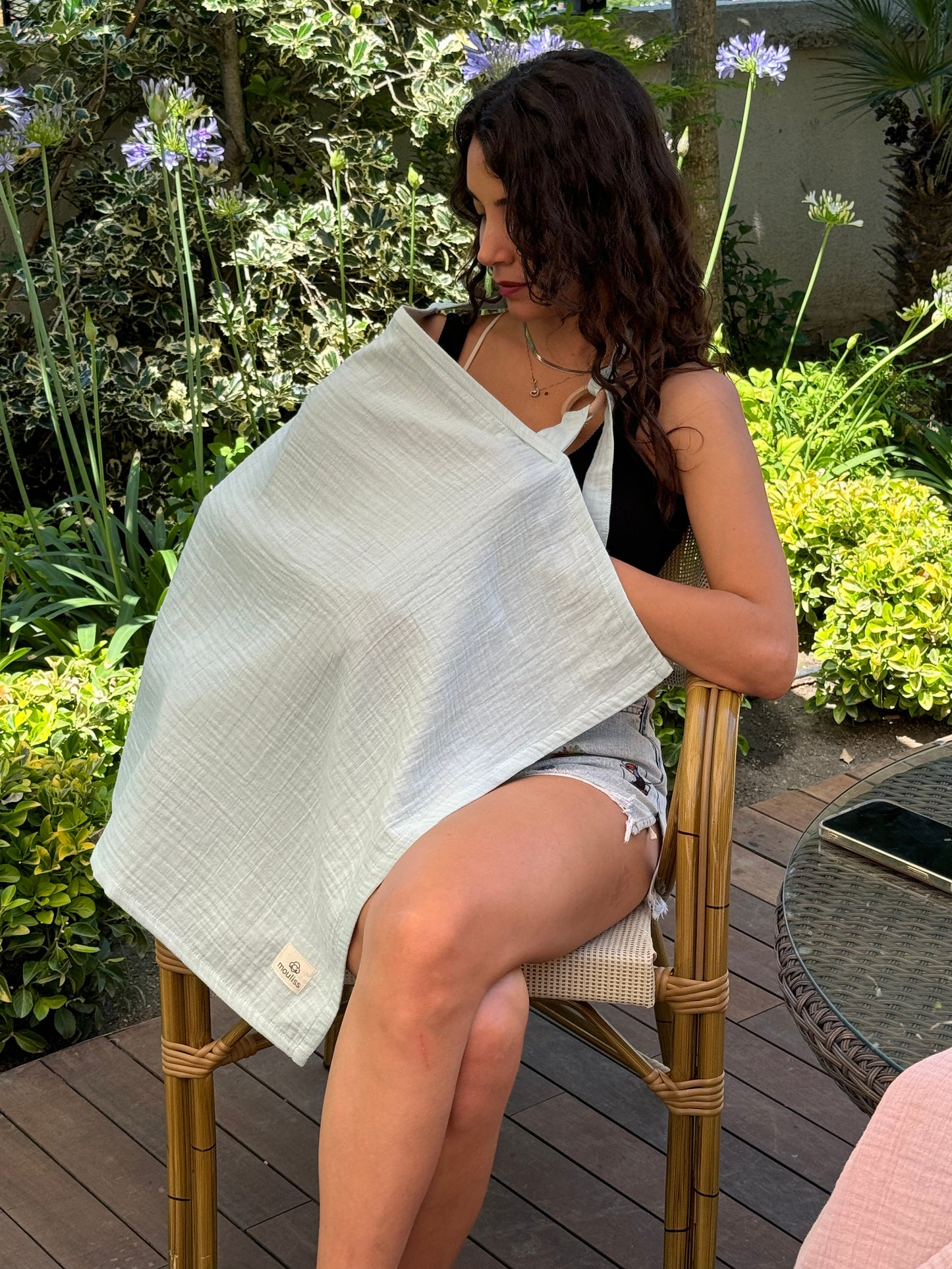 Nursing Cover for Baby Breastfeeding & Pumping, Muslin Double Gauze Cotton, Breast Feeding Apron Shawl Breathable Wire