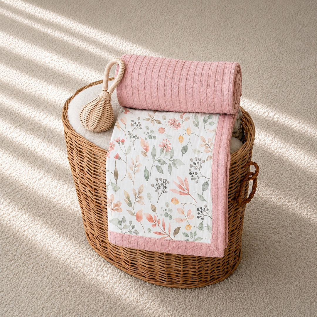 Personalized Baby Blanket - Pastel Bouquet - Custom Name Embroidery
