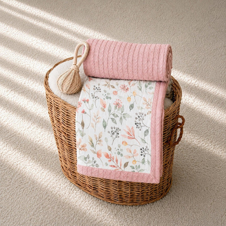 Personalized Baby Blanket - Pastel Bouquet - Custom Name Embroidery