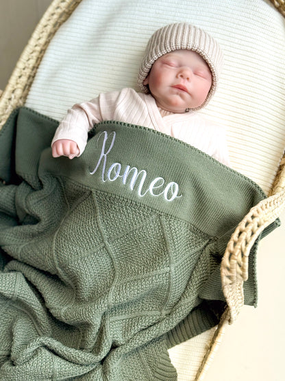 Knit Cotton Blanket - Green