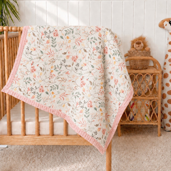 Personalized Baby Blanket - Pastel Bouquet - Custom Name Embroidery