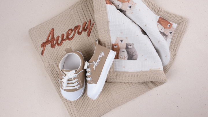 Mouliss Brown personalized baby gift set — styling photo 3