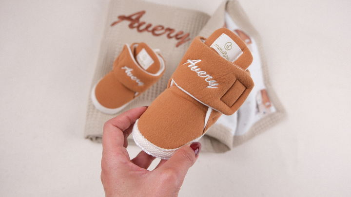 Mouliss Brown personalized baby gift set — styling photo 2