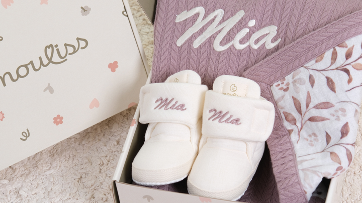 Mouliss Rose personalized baby gift set — styling photo 1
