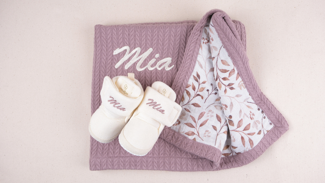 Mouliss Rose personalized baby gift set — styling photo 2
