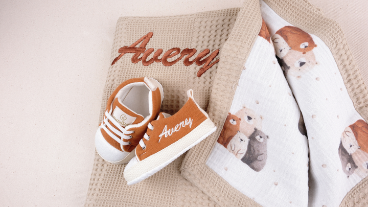 Mouliss Brown personalized baby gift set — styling photo 3
