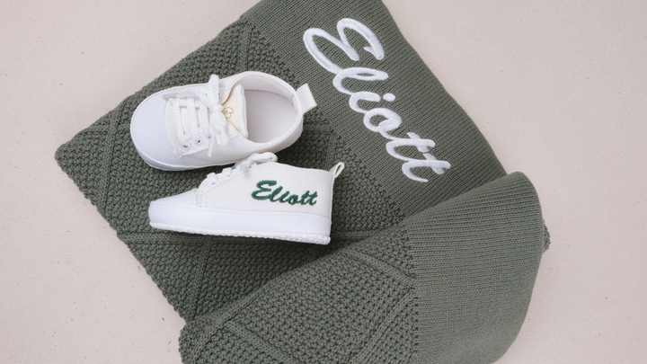 Mouliss Green personalized baby gift set — styling photo 2