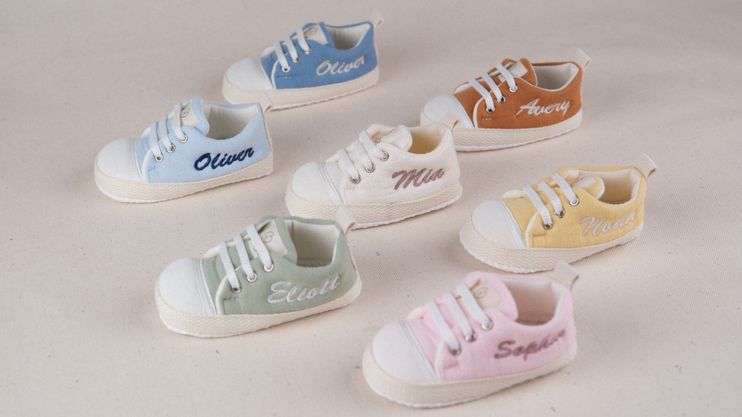 Mouliss Light Blue muslin personalized baby shoes — styling photo 5