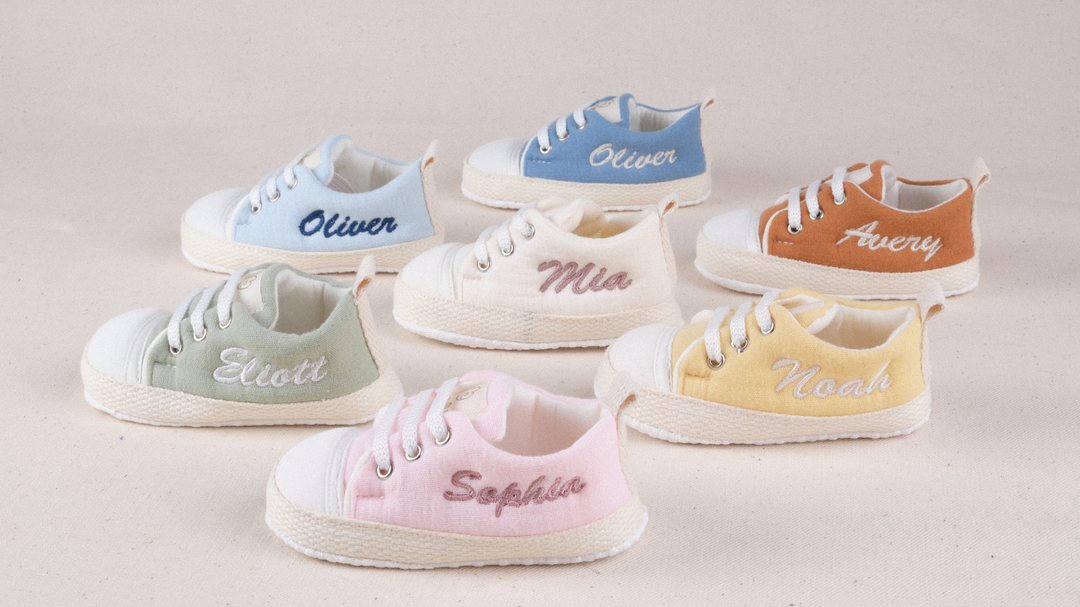 Mouliss Blush Pink muslin personalized baby shoes — styling photo 7