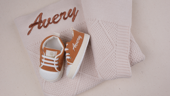 Mouliss Terracotta muslin personalized baby shoes — styling photo 3