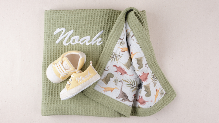 Mouliss Yellow muslin personalized baby shoes — styling photo 5