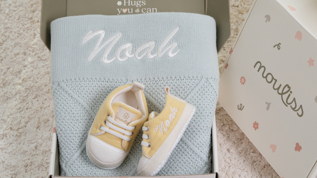 Mouliss Yellow muslin personalized baby shoes — styling photo 4