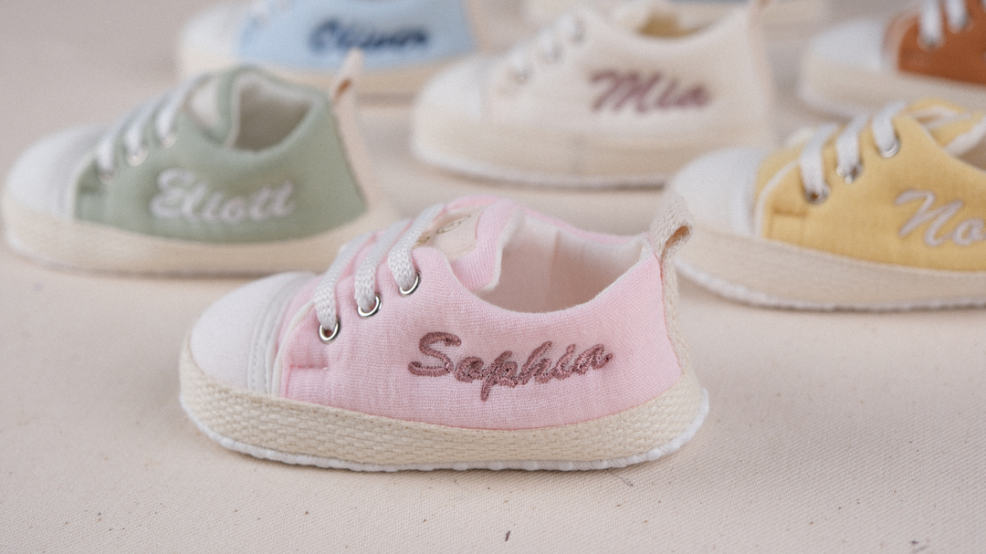 Mouliss Blush Pink muslin personalized baby shoes — styling photo 8
