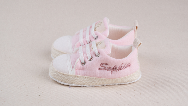 Mouliss Blush Pink muslin personalized baby shoes — styling photo 2
