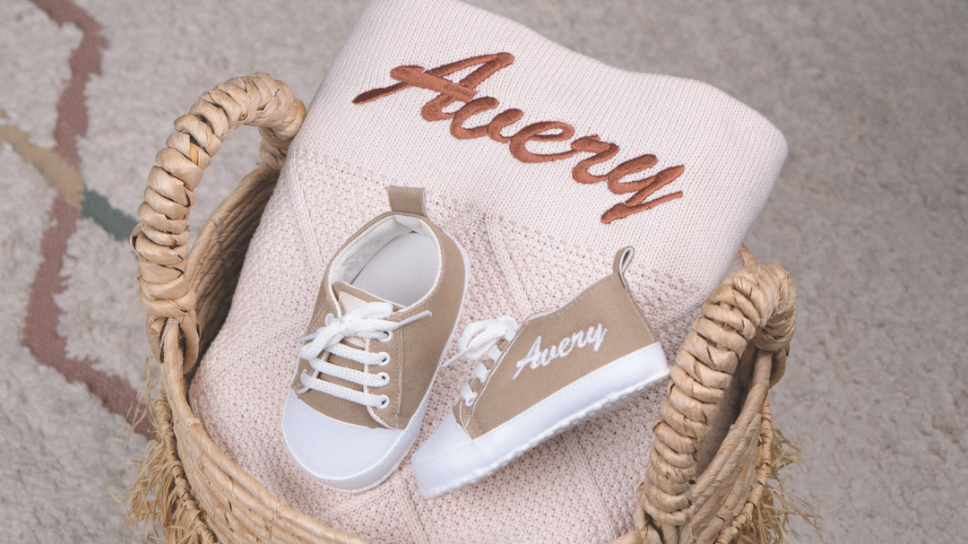 Mouliss Beige muslin personalized baby shoes — styling photo 3