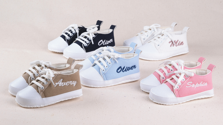 Mouliss Navy muslin personalized baby shoes — styling photo 5