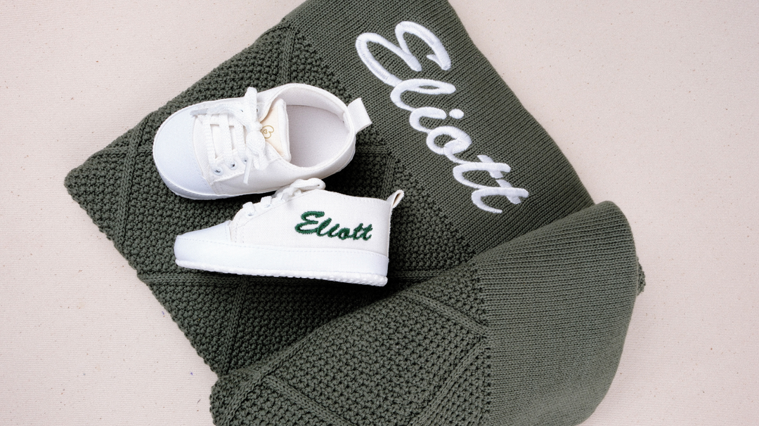 Mouliss White canvas personalized baby shoes — styling photo 5