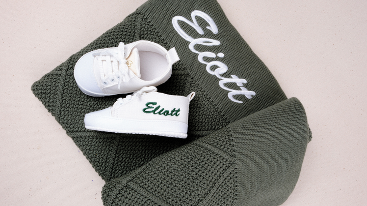 Mouliss White canvas personalized baby shoes — styling photo 5