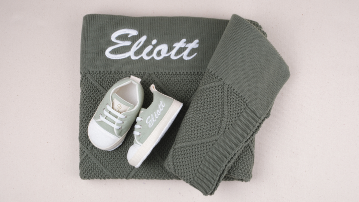Mouliss Green personalized baby gift set — styling photo 3