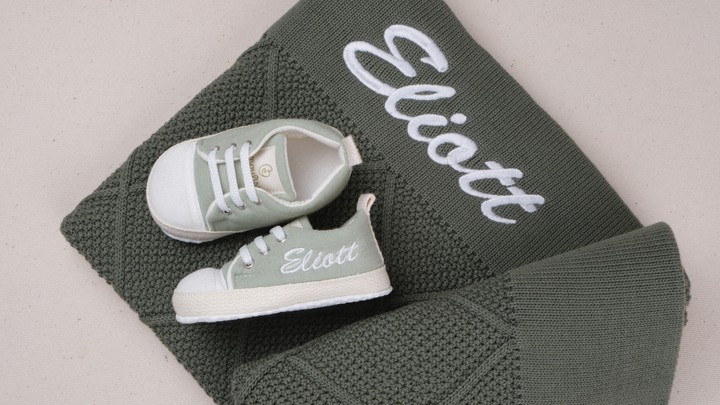 Mouliss Green personalized baby gift set — styling photo 2