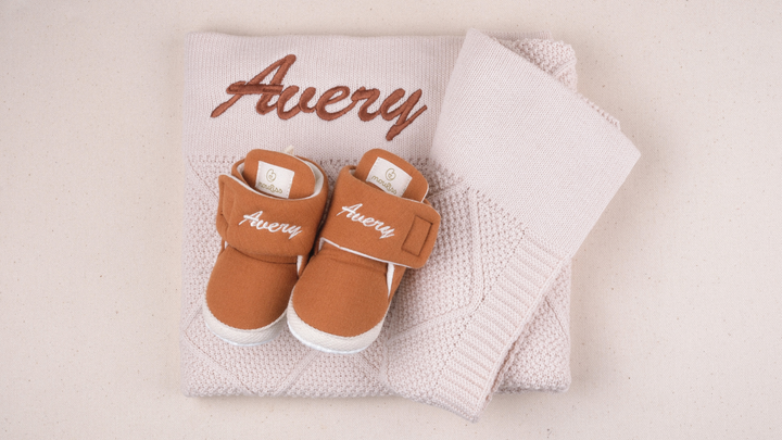 Mouliss Brown personalized baby gift set — styling photo 1