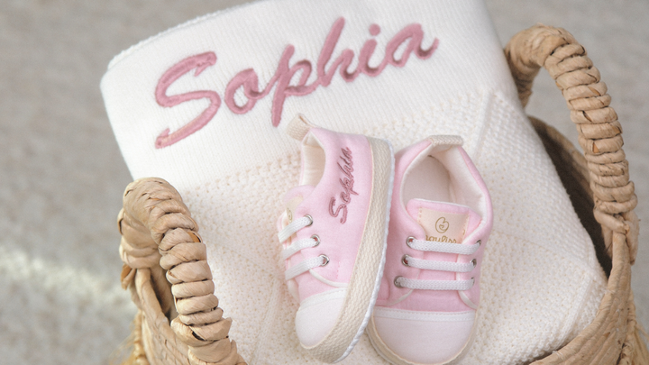 Mouliss Pink personalized baby gift set — styling photo 2