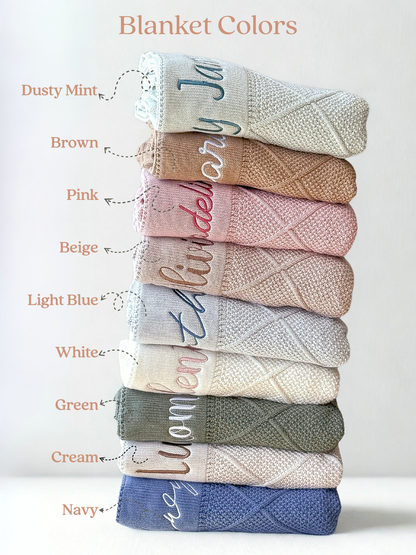 Knit Cotton Blanket - Dusty Mint