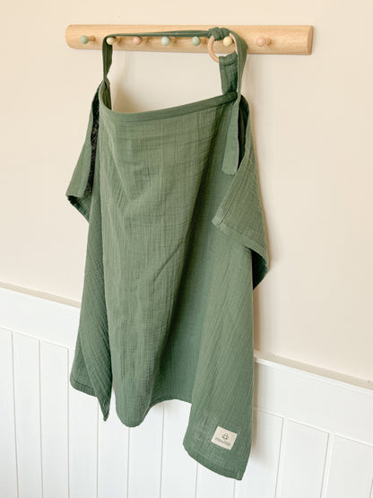 Nursing Cover for Baby Breastfeeding & Pumping, Muslin Double Gauze Cotton, Breast Feeding Apron Shawl Breathable Wire