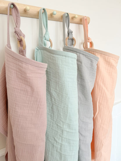 Nursing Cover for Baby Breastfeeding & Pumping, Muslin Double Gauze Cotton, Breast Feeding Apron Shawl Breathable Wire
