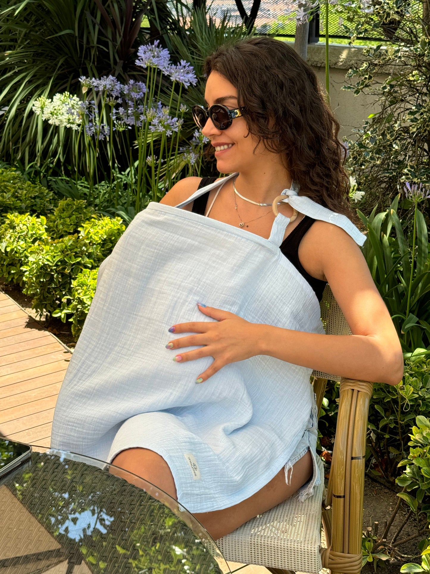 Nursing Cover for Baby Breastfeeding & Pumping, Muslin Double Gauze Cotton, Breast Feeding Apron Shawl Breathable Wire