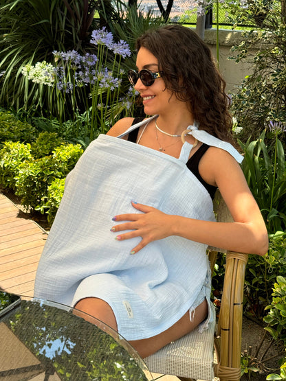 Nursing Cover for Baby Breastfeeding & Pumping, Muslin Double Gauze Cotton, Breast Feeding Apron Shawl Breathable Wire